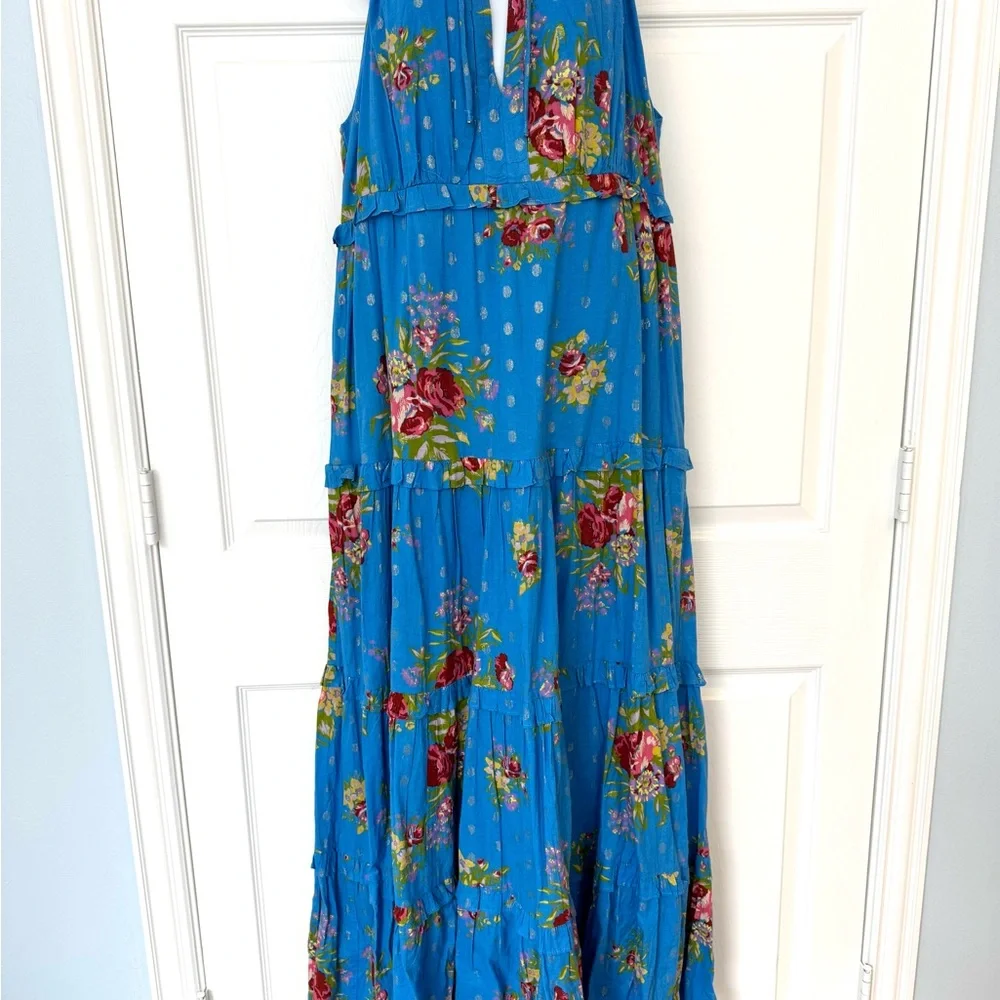House of Harlow 1960 Helena Floral Maxi Dress Blue Multi Size S NWT Boho - Picture 3 of 6